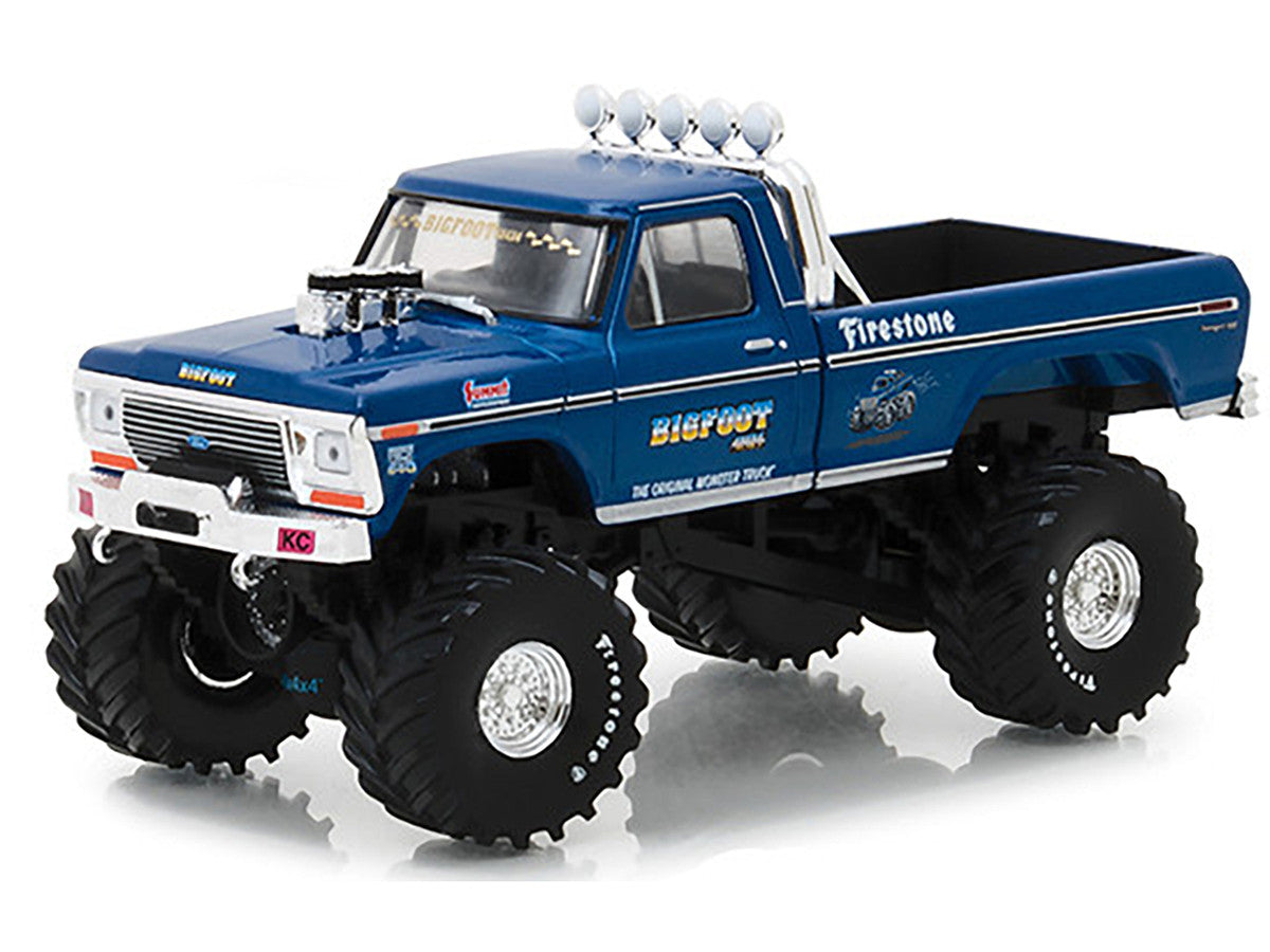 1974 Ford F-250 Ranger XLT Monster Truck Bigfoot #1 "The Original Monster Truck" Blue "Kings of Crunch" 1/43 Diecast Model Car by Greenlight LuxuryLifeWay Online Store