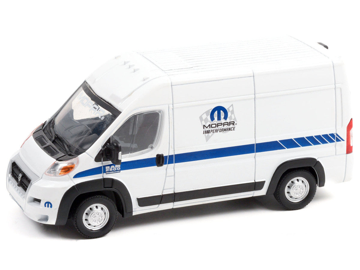 2018 RAM ProMaster 2500 Cargo High Roof Van "MOPAR Performance" White with Blue Stripes 1/43 Diecast Model Car by Greenlight LuxuryLifeWay Online Store