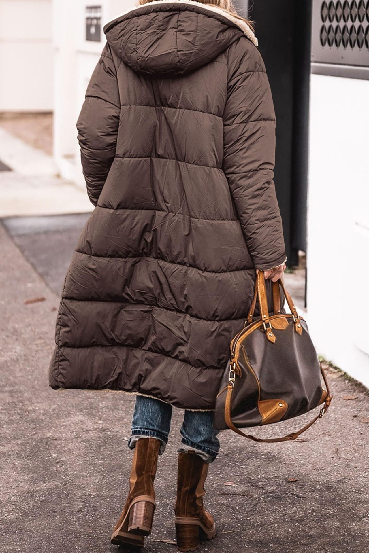 Solid Color Hooded Long Coat Winter Long Sleeve Double-sided Wear Slim Elegant Cardigan Jacket Top Women's Clothing LadyShow.Store