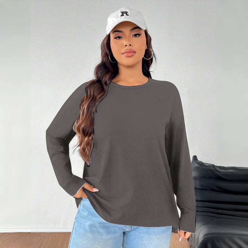 Women's Solid Color Loose Round Neck Top NorixaFashion.com