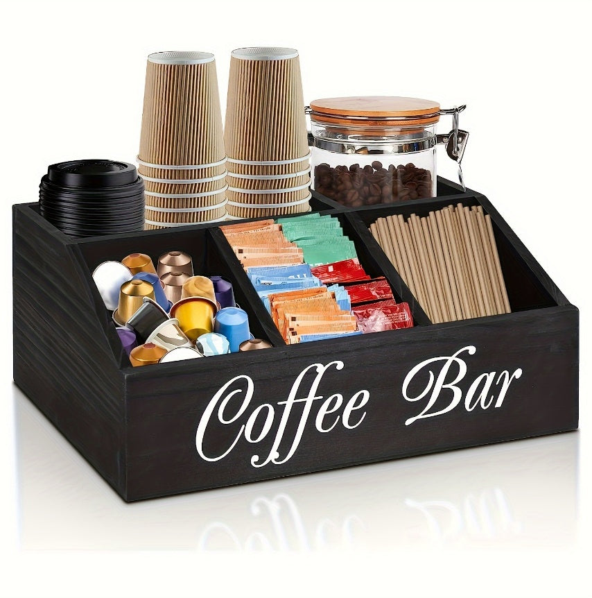 Coffee Bar Organizer - Rustic Wooden Nespresso Pod Holder, Declutter Your Kitchen Countertop or Office LadyShow.Store