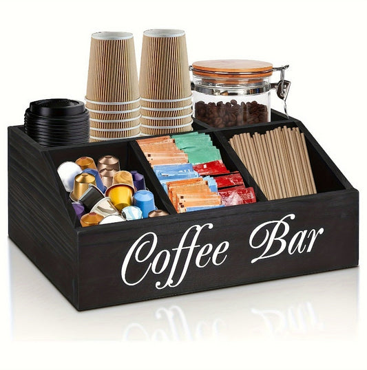 Coffee Bar Organizer - Rustic Wooden Nespresso Pod Holder, Declutter Your Kitchen Countertop or Office LadyShow.Store