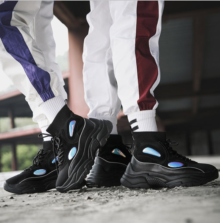 High help flying woven breathable sports casual couple tide shoes set foot socks shoes men Best YouTube Store