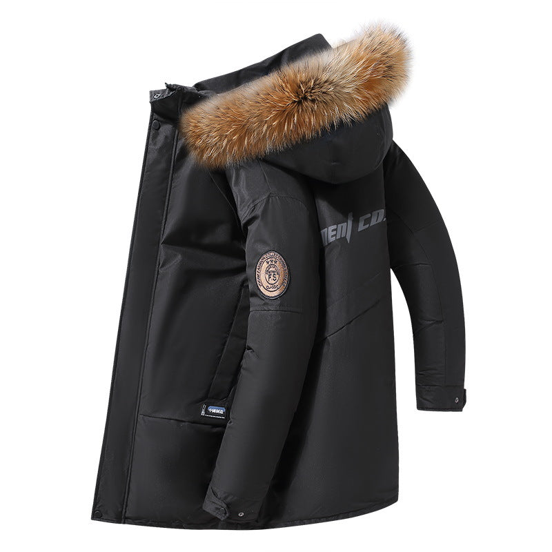 Men's Down Jacket Thickened Mid-length White Duck Down Coat Best YouTube Store