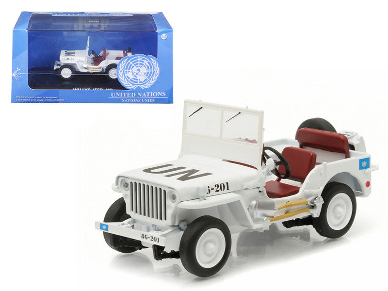 1944 Jeep Willys UN United Nations White 1/43 Diecast Model Car by Greenlight LuxuryLifeWay Online Store