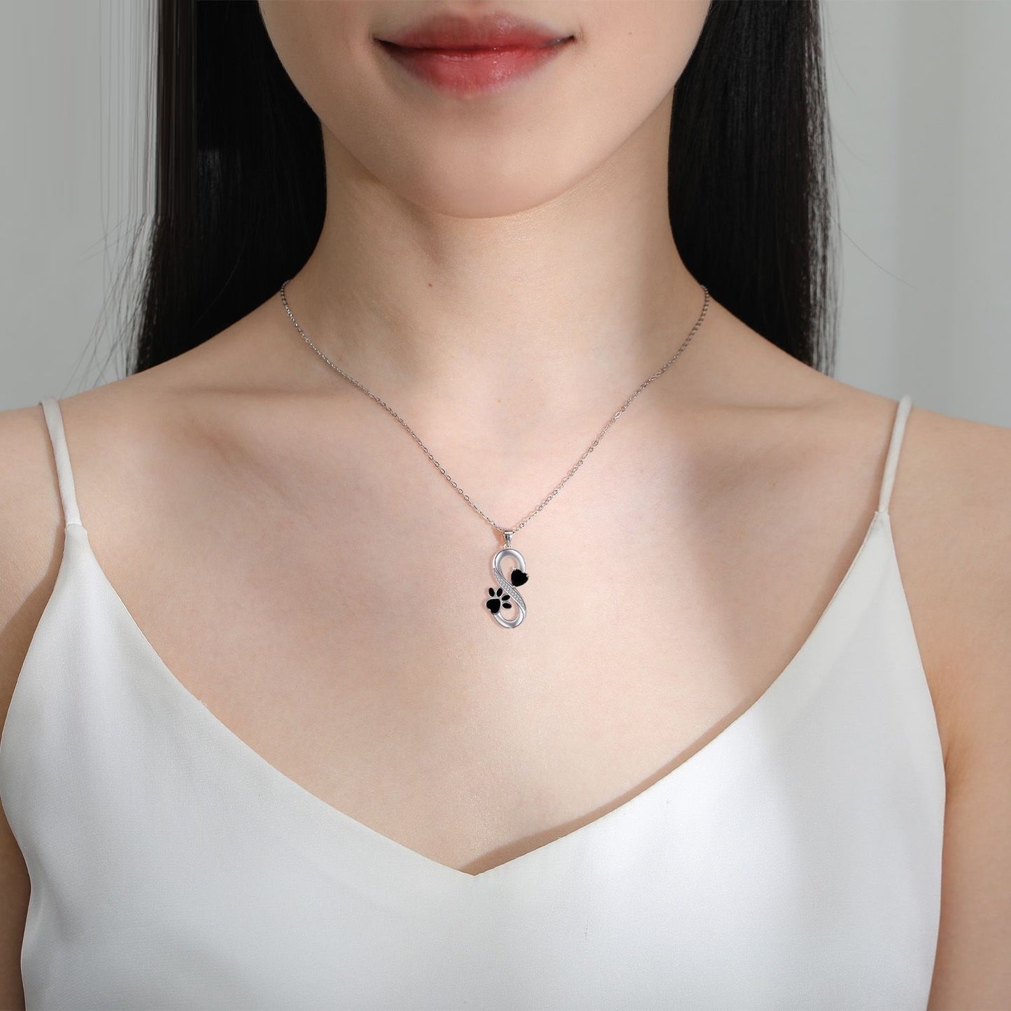 European And American Infinite Symbol Necklace Female With Hearts Paw Print Pendant Ornaments