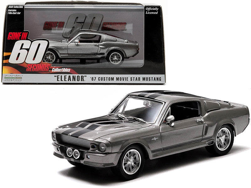 1967 Ford Mustang Custom "Eleanor" Gray Metallic with Black Stripes "Gone in 60 Seconds" (2000) Movie 1/43 Diecast Model Car by Greenlight LuxuryLifeWay Online Store