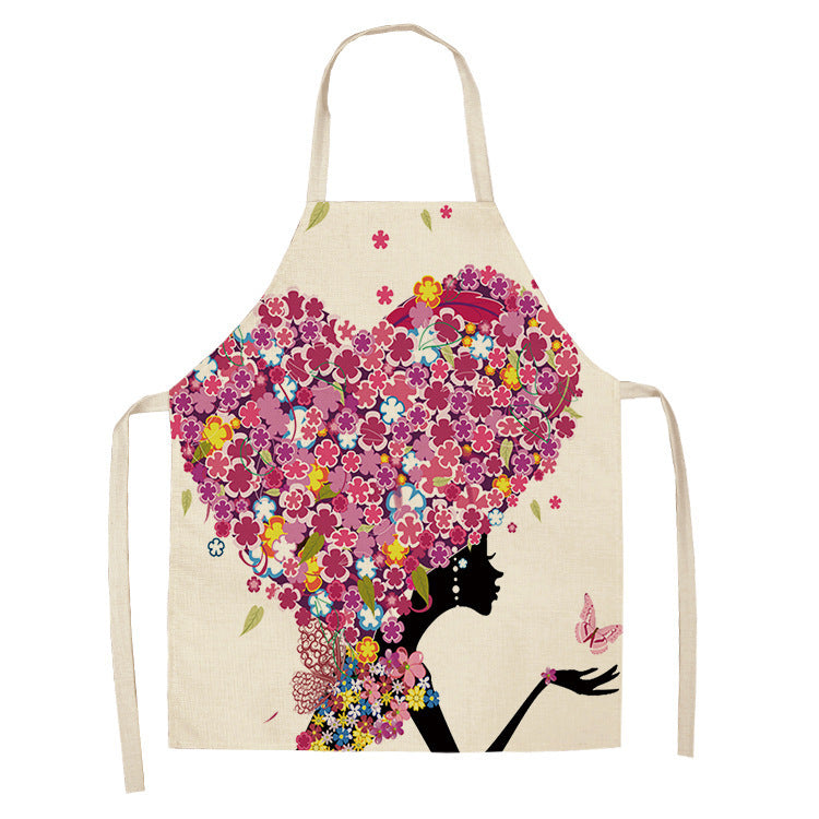 Apron Christmas Valentine's Day Linen Printing Home Kitchen Waterproof Thickened Graphic Customization Cross-border Apron PearlNestDecor.com