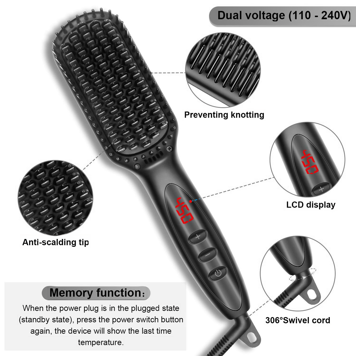 New Amazon Hot Air Brush for Men's Hair & Beard Care LadyShow.Store