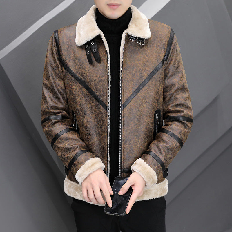 Fashion Casual Simple Thick Fur Collar Men's Clothing Best YouTube Store