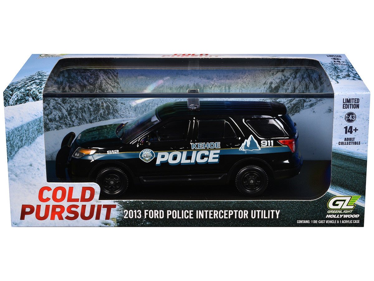 2013 Ford Police Interceptor Utility "Kehoe Police Department Kehoe Colorado" Black with White Stripes "Cold Pursuit" (2019) Movie 1/43 Diecast Model Car by Greenlight LuxuryLifeWay Online Store