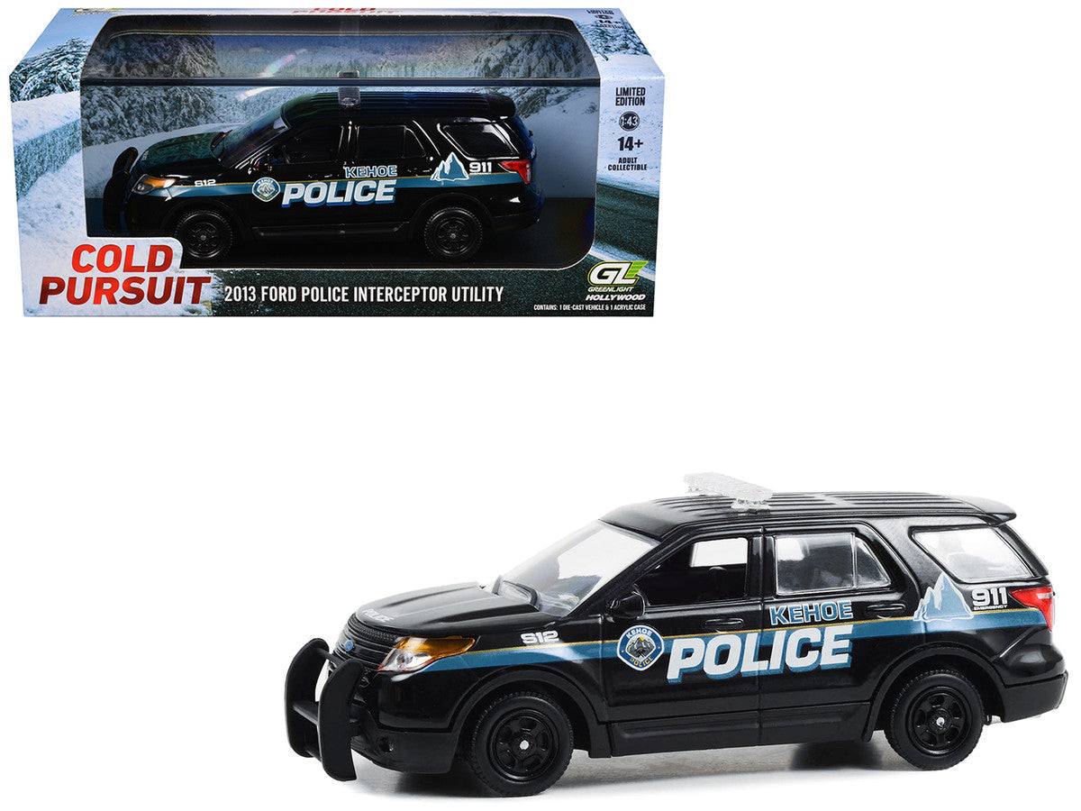 2013 Ford Police Interceptor Utility "Kehoe Police Department Kehoe Colorado" Black with White Stripes "Cold Pursuit" (2019) Movie 1/43 Diecast Model Car by Greenlight LuxuryLifeWay Online Store