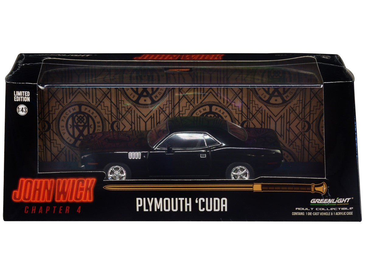 1971 Plymouth Barracuda Black "John Wick: Chapter 4" (2023) Movie "Hollywood" Series 1/43 Diecast Model Car by Greenlight LuxuryLifeWay Online Store