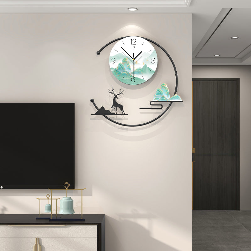 Modern Mountain Deer Wall Clock Artistic Living Room Home Decor PearlNestDecor.com