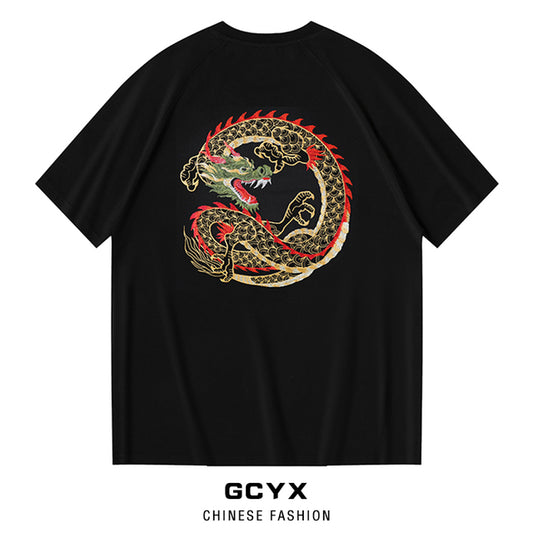 Men's Cotton Short-Sleeved Embroidered T-Shirt 2024 Pi-Mart