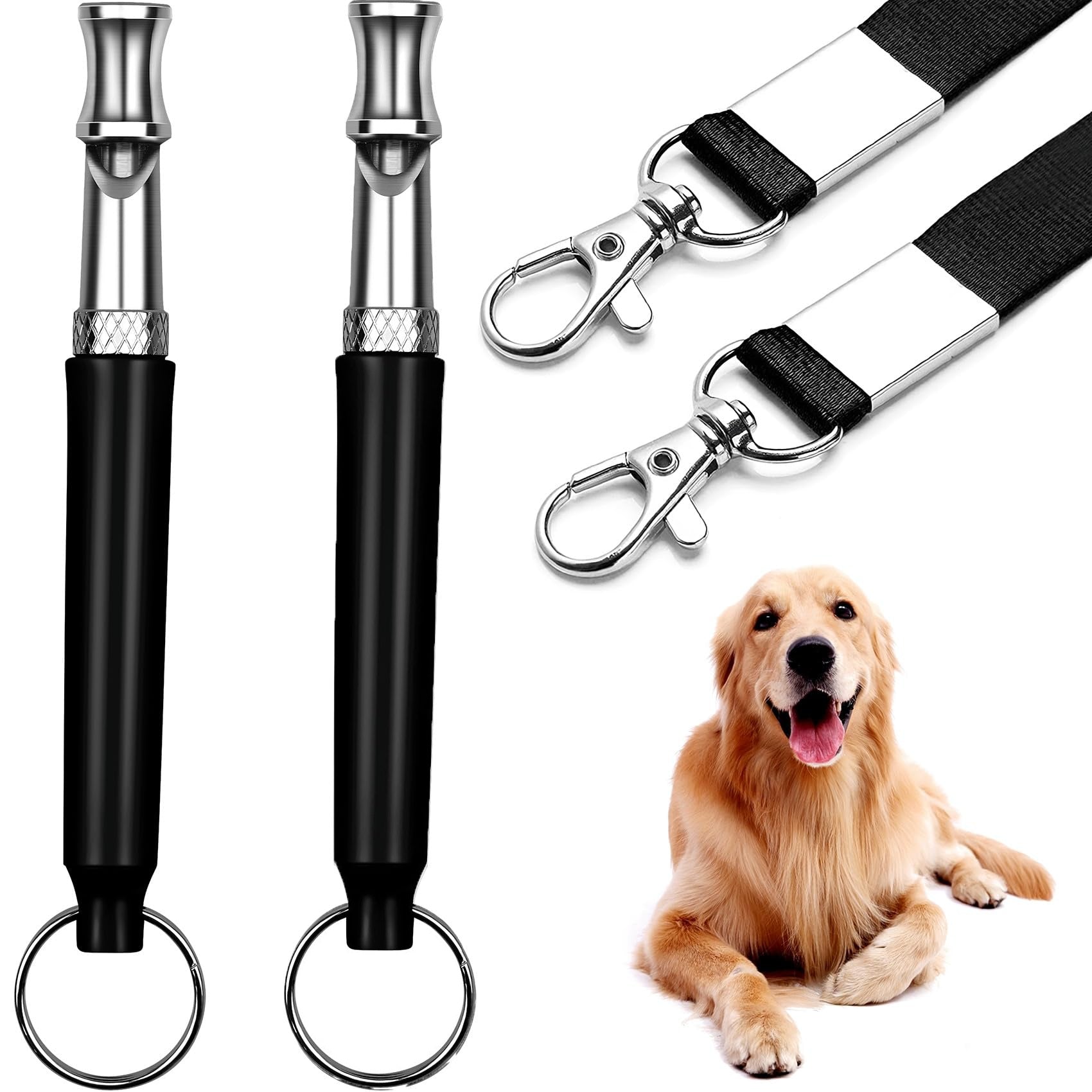 2 Pack Dog Whistle, Dog Whistle To Stop Barking Neighbors Dog, Adjustable Ultrasonic Silent Dog Whistle, Professional Recall Dog Training Whistles, With Lanyard Pets Fashion