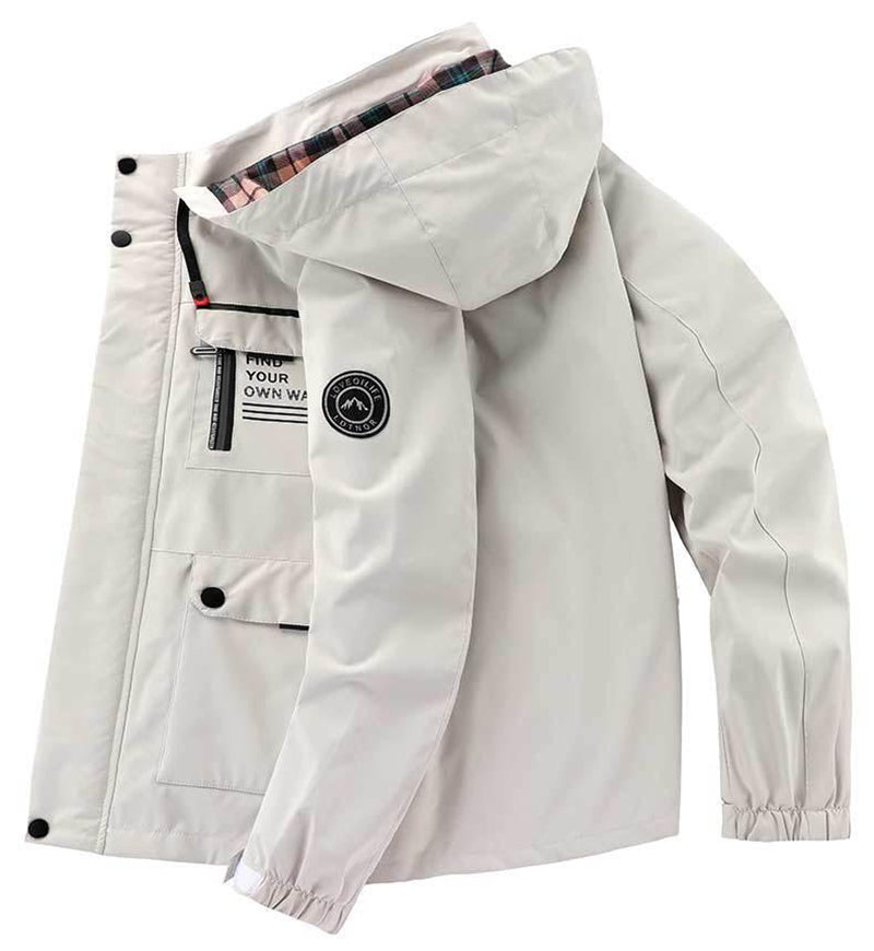 Men's Casual Hooded Jacket Parka Autumn And Winter Warm Solid Color Windproof Coat Outdoor Clothes With Multiple Pockets LadyShow.Store