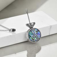 925 Sterling Silver Yoga Lotus Urn with Abalone Shell Memorial Cremation Necklace Jewelry LadyShow.Store