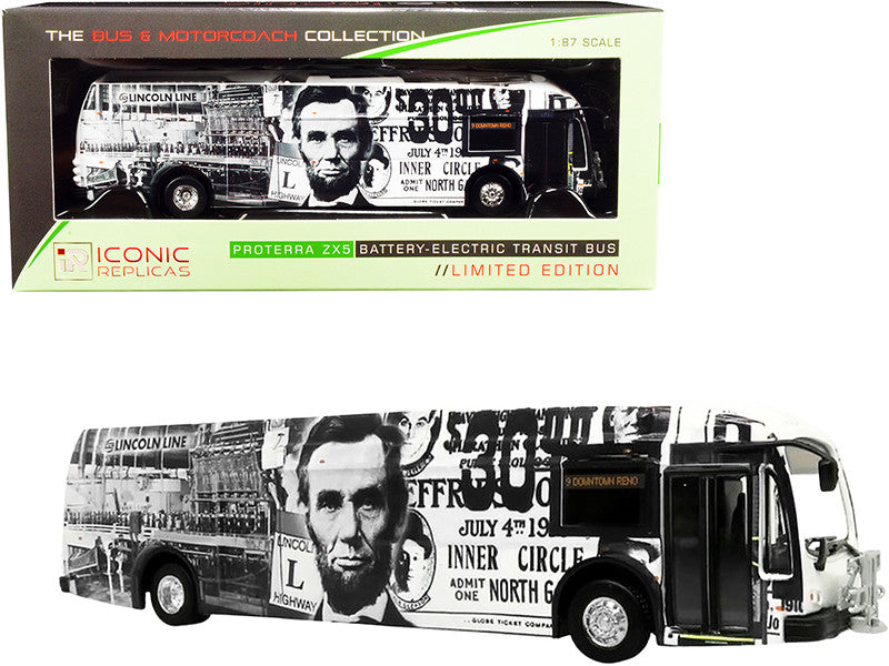 Proterra ZX5 Battery-Electric Transit Bus #9 "Downtown Reno" "Lincoln Line" (Nevada) "The Bus & Motorcoach Collection" 1/87 (HO) Diecast Model by Iconic Replicas LuxuryLifeWay Online Store