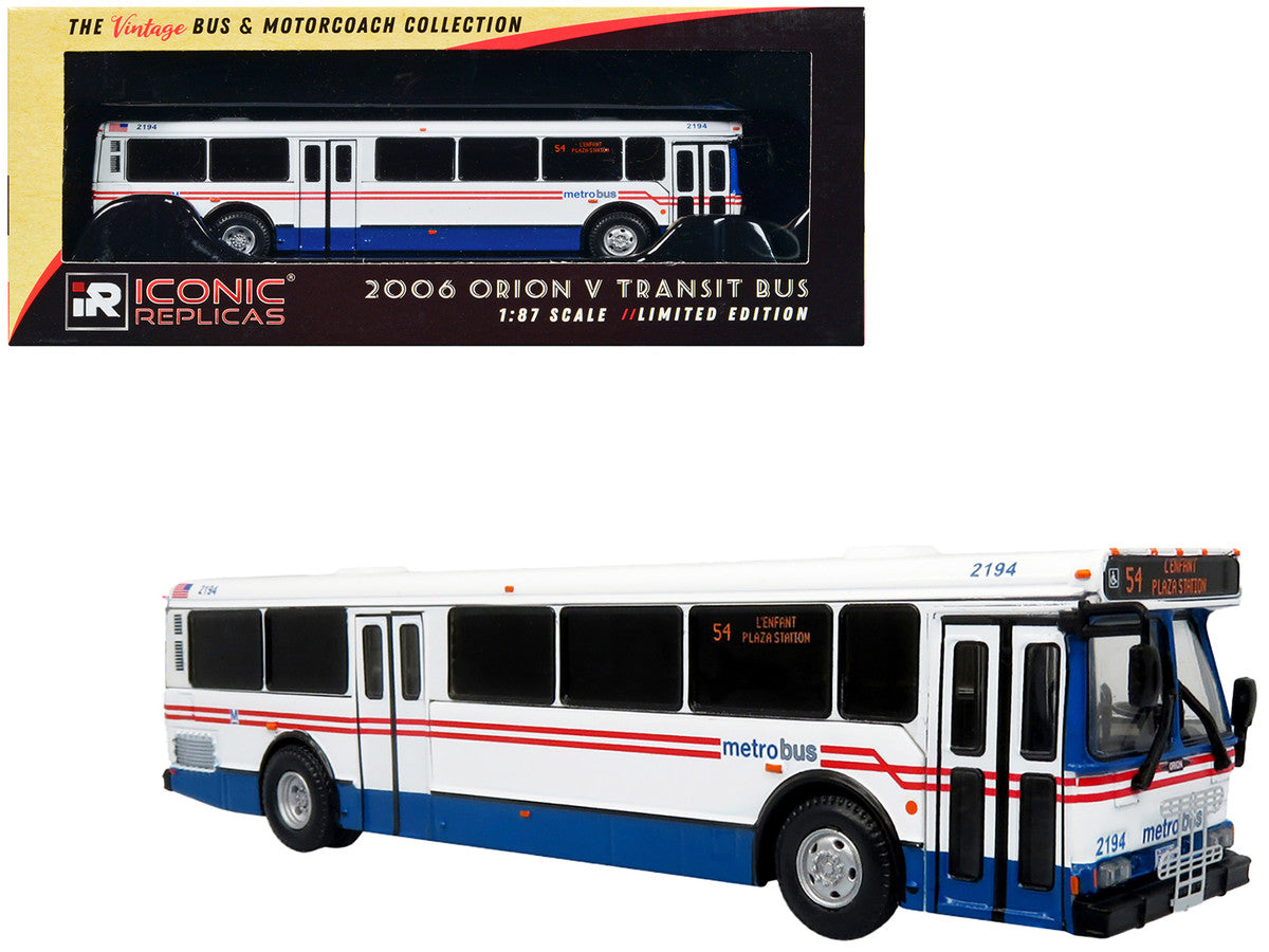 2006 Orion V Transit Bus WMATA Washington "54 L'Enfant Plaza Station" Limited Edition "The Vintage Bus and Motorcoach Collection" 1/87 (HO) Diecast Model by Iconic Replicas LuxuryLifeWay Online Store