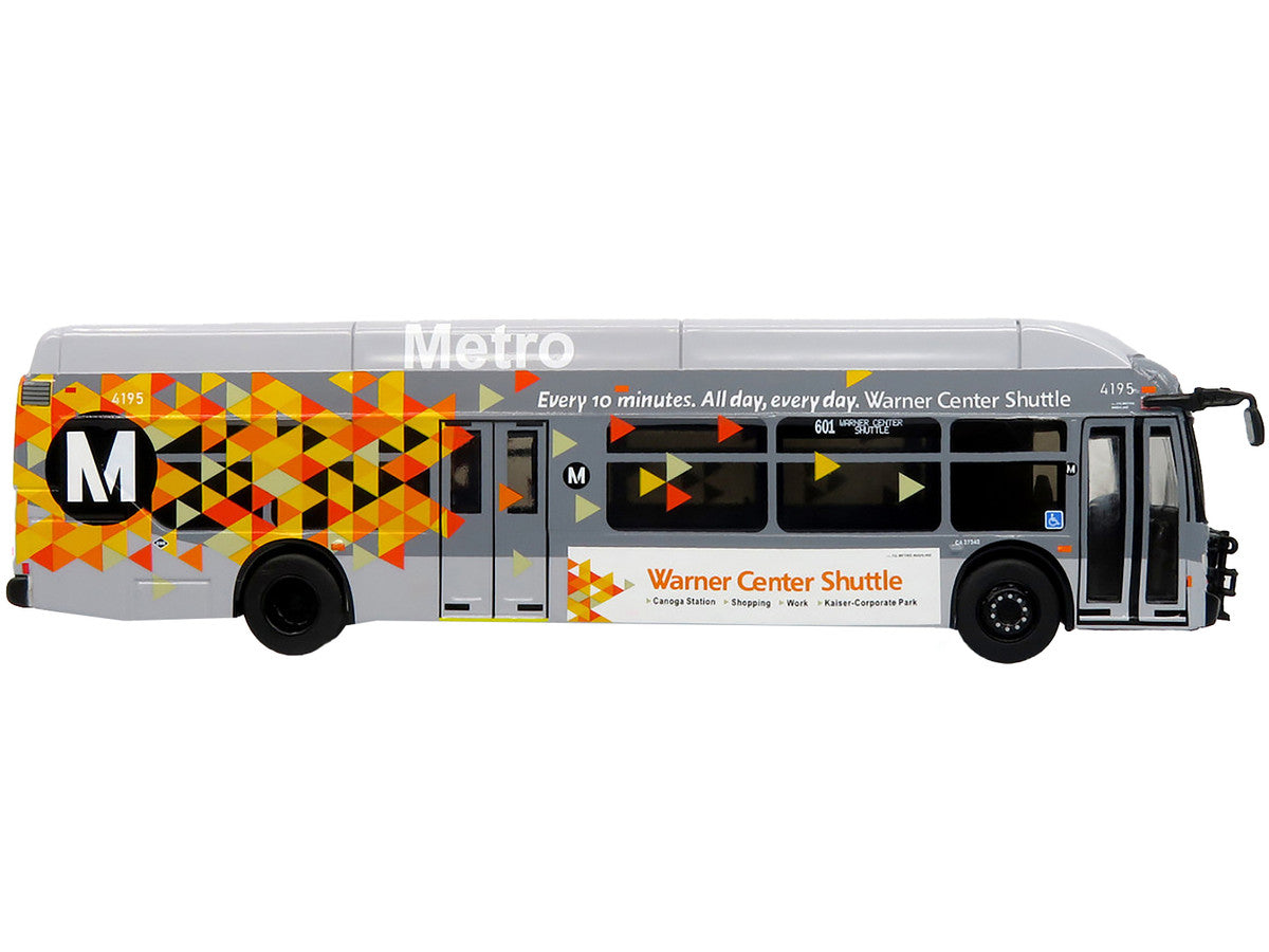 New Flyer Xcelsior XN40 Transit Bus "Los Angeles Metro - Warner Center Shuttle" Gray with Graphics "The Bus & Motorcoach Collection" Limited Edition 1/87 (HO) Diecast Model by Iconic Replicas LuxuryLifeWay Online Store