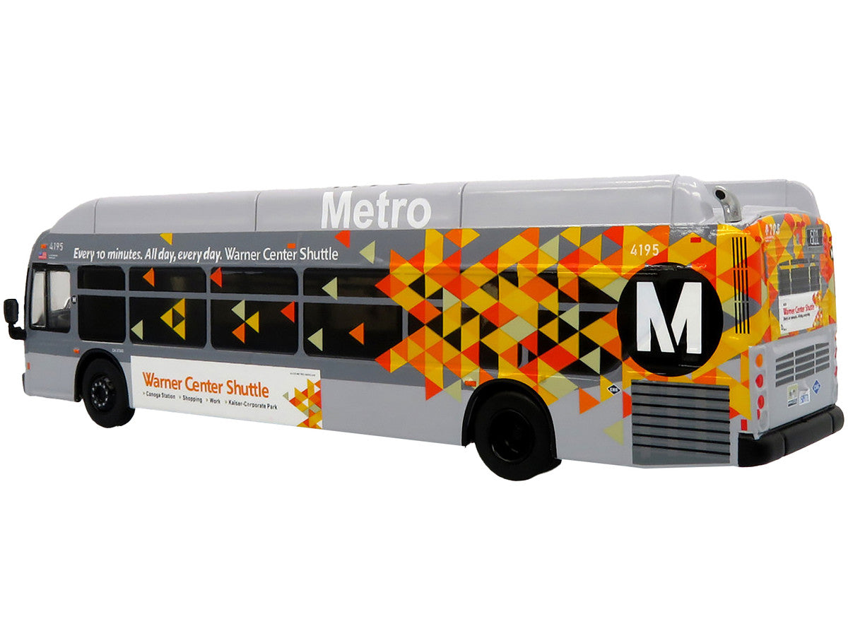 New Flyer Xcelsior XN40 Transit Bus "Los Angeles Metro - Warner Center Shuttle" Gray with Graphics "The Bus & Motorcoach Collection" Limited Edition 1/87 (HO) Diecast Model by Iconic Replicas LuxuryLifeWay Online Store