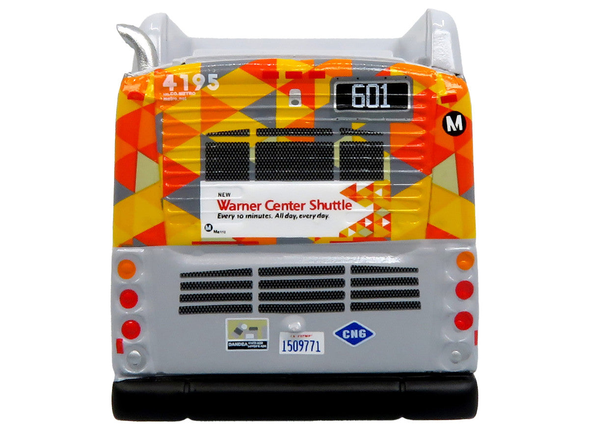 New Flyer Xcelsior XN40 Transit Bus "Los Angeles Metro - Warner Center Shuttle" Gray with Graphics "The Bus & Motorcoach Collection" Limited Edition 1/87 (HO) Diecast Model by Iconic Replicas LuxuryLifeWay Online Store