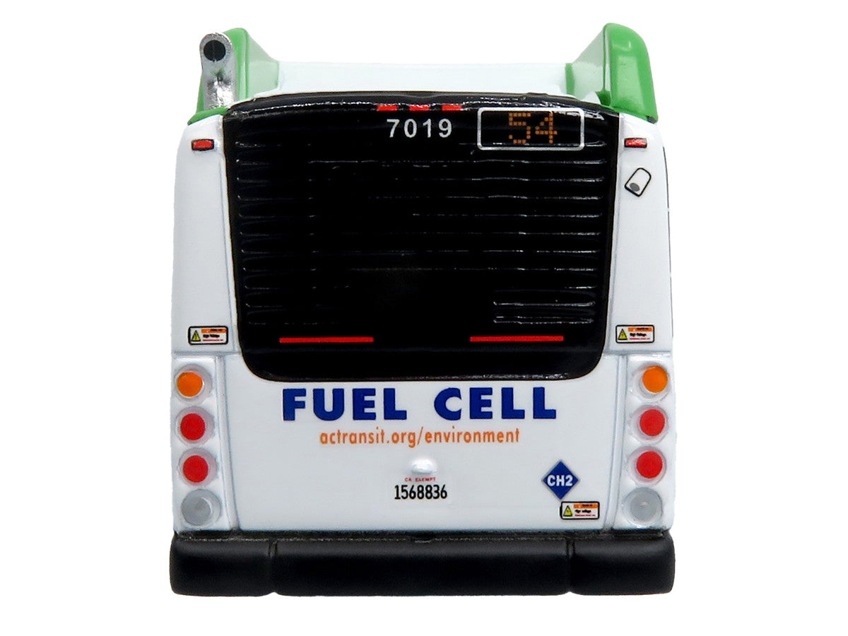 New Flyer Xcelsior XHE40 Transit Bus "AC Transit - Zero Emission" White and Green with Graphics "The Bus & Motorcoach Collection" Limited Edition 1/87 (HO) Diecast Model by Iconic Replicas LuxuryLifeWay Online Store