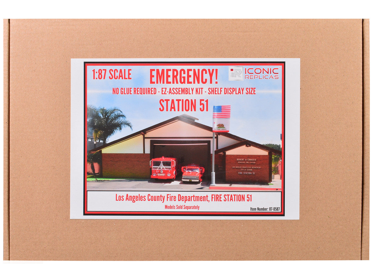 Fire Station 51 LACoFD (Los Angeles County Fire Department) Diorama EZ Assembly Kit "Emergency!" (1972-1977) TV Series 1/87 (HO) Model by Iconic Replicas LuxuryLifeWay Online Store