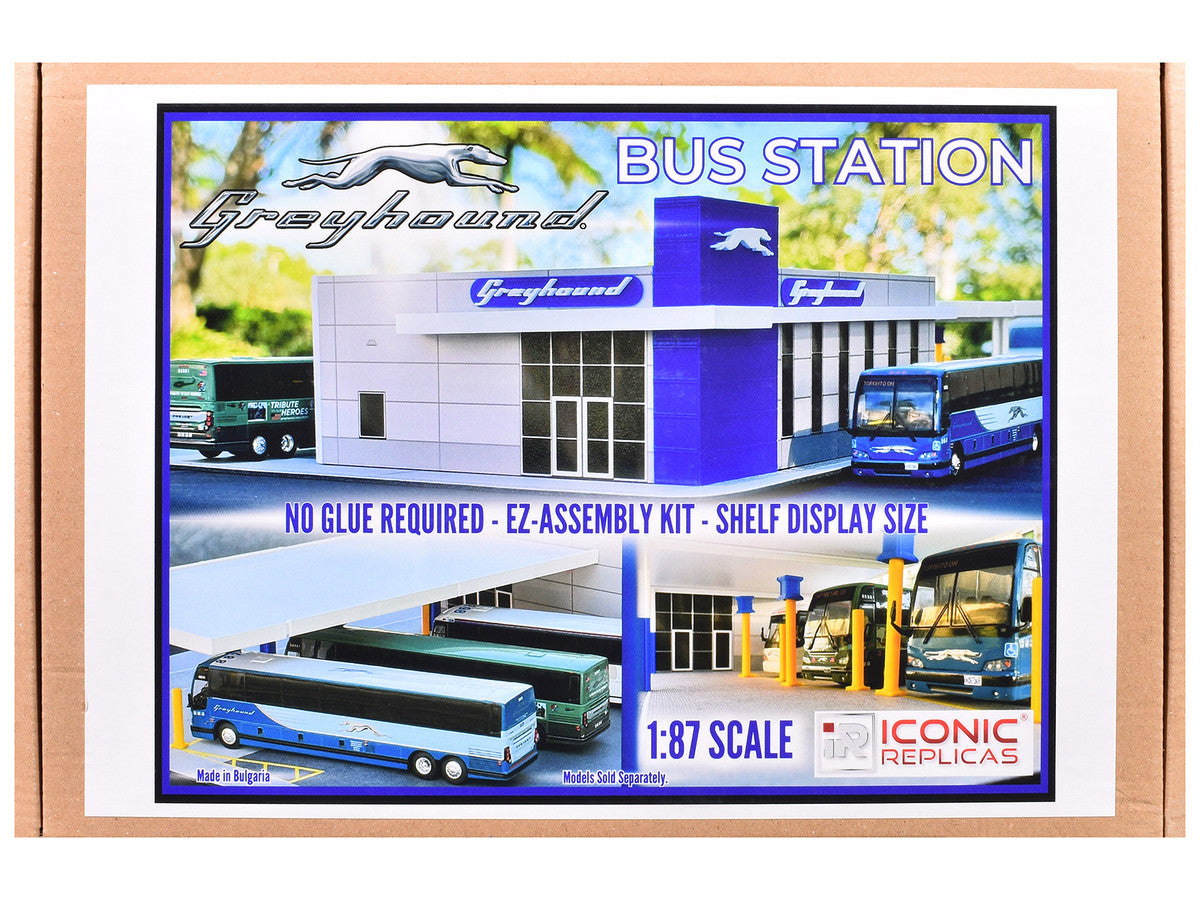Greyhound Bus Station Diorama EZ Assembly Kit 1/87 (HO) Model by Iconic Replicas LuxuryLifeWay Online Store