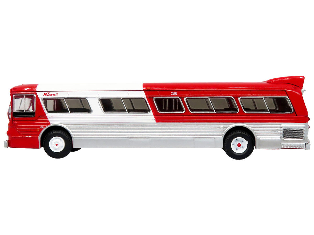 Flxible 53102 New Look Transit Bus "Pittsburgh Area Transit" Red and White "Vintage Bus & Motorcoach Collection" Limited Edition 1/87 (HO) Diecast Model by Iconic Replicas LuxuryLifeWay Online Store