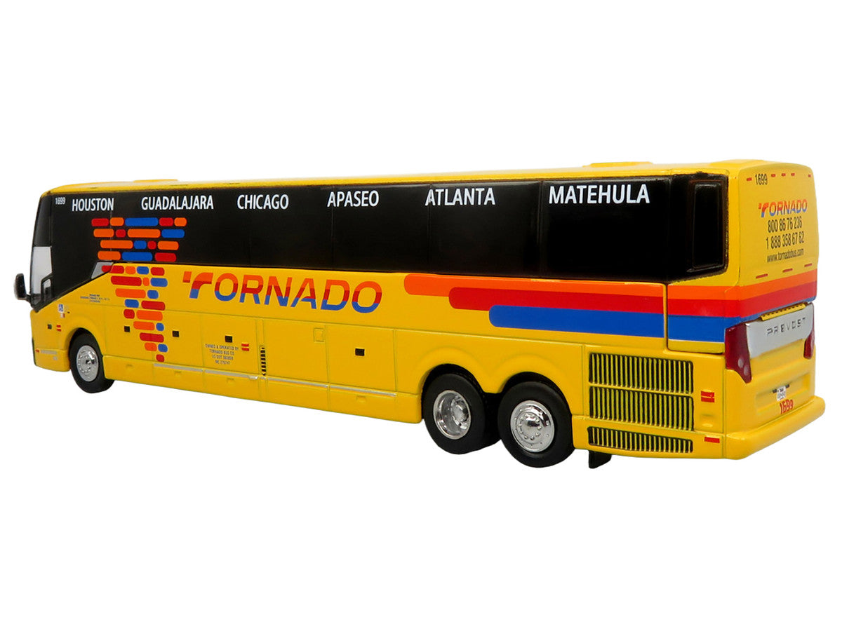 Prevost H3-45 Coach Bus "Tornado Bus Company" Yellow with Graphics Limited Edition 1/87 (HO) Diecast Model by Iconic Replicas LuxuryLifeWay Online Store