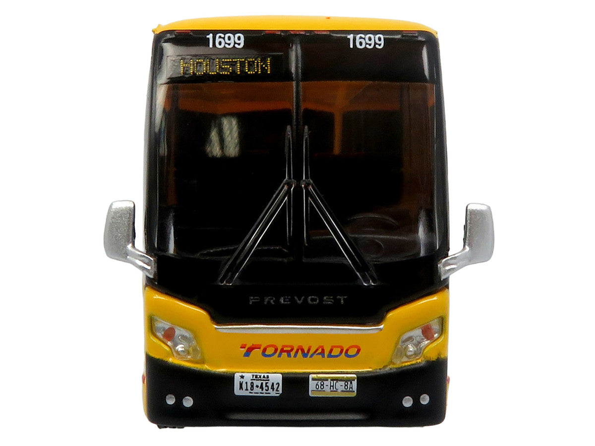Prevost H3-45 Coach Bus "Tornado Bus Company" Yellow with Graphics Limited Edition 1/87 (HO) Diecast Model by Iconic Replicas LuxuryLifeWay Online Store