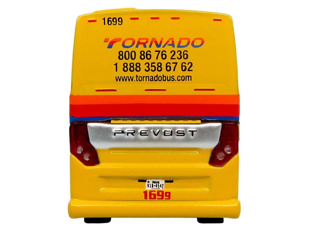 Prevost H3-45 Coach Bus "Tornado Bus Company" Yellow with Graphics Limited Edition 1/87 (HO) Diecast Model by Iconic Replicas LuxuryLifeWay Online Store