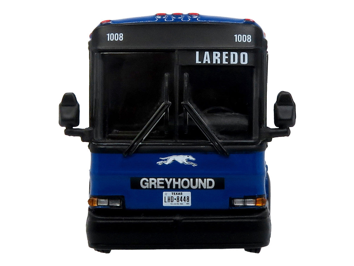 2001 MCI D4000 Coach Bus "Greyhound" Blue with Stripes "Vintage Bus & Motorcoach Collection" Limited Edition to 504 pieces Worldwide 1/87 (HO) Diecast Model by Iconic Replicas LuxuryLifeWay Online Store