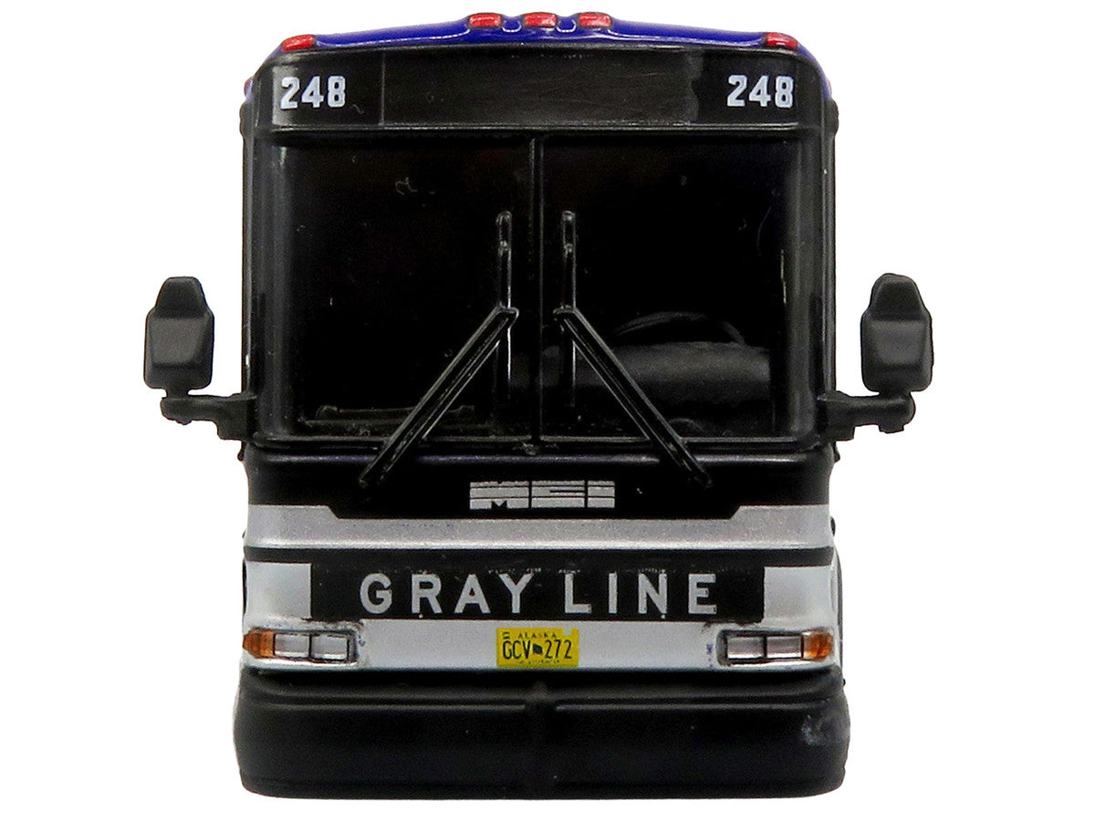 2001 MCI D4000 Coach Bus "Gray Line of Alaska" Dark Blue with Stripes "Vintage Bus & Motorcoach Collection" Limited Edition to 504 pieces Worldwide 1/87 (HO) Diecast Model by Iconic Replicas LuxuryLifeWay Online Store