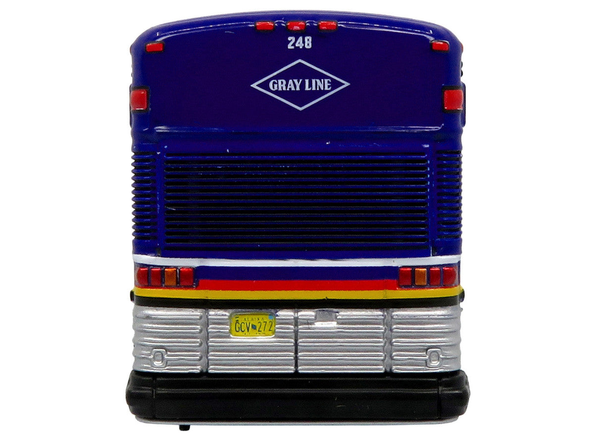 2001 MCI D4000 Coach Bus "Gray Line of Alaska" Dark Blue with Stripes "Vintage Bus & Motorcoach Collection" Limited Edition to 504 pieces Worldwide 1/87 (HO) Diecast Model by Iconic Replicas LuxuryLifeWay Online Store
