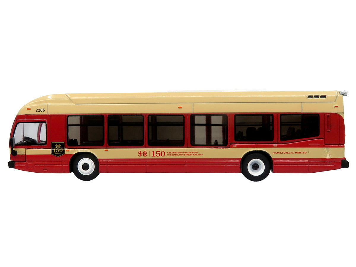 Nova Bus LFS HEV Transit Bus "Hamilton Street Railway 150th Anniversary" Cream and Red "The Bus & Motorcoach Collection" Limited Edition to 504 pieces Worldwide 1/87 (HO) Diecast Model by Iconic Replicas LuxuryLifeWay Online Store