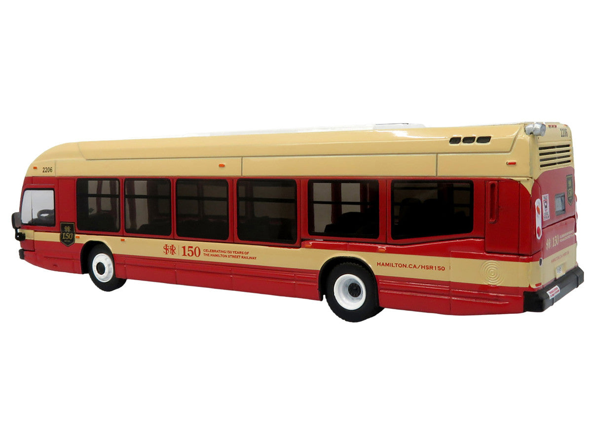 Nova Bus LFS HEV Transit Bus "Hamilton Street Railway 150th Anniversary" Cream and Red "The Bus & Motorcoach Collection" Limited Edition to 504 pieces Worldwide 1/87 (HO) Diecast Model by Iconic Replicas LuxuryLifeWay Online Store