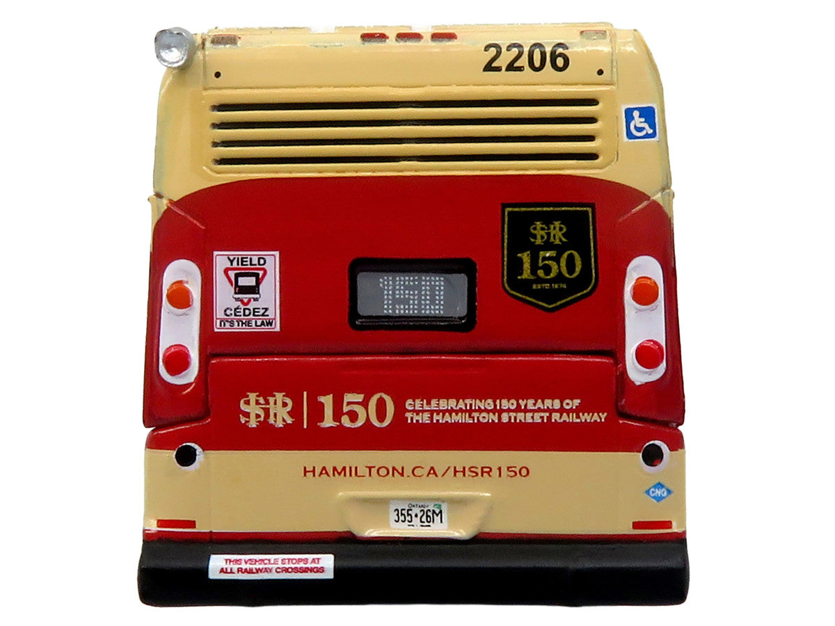 Nova Bus LFS HEV Transit Bus "Hamilton Street Railway 150th Anniversary" Cream and Red "The Bus & Motorcoach Collection" Limited Edition to 504 pieces Worldwide 1/87 (HO) Diecast Model by Iconic Replicas LuxuryLifeWay Online Store