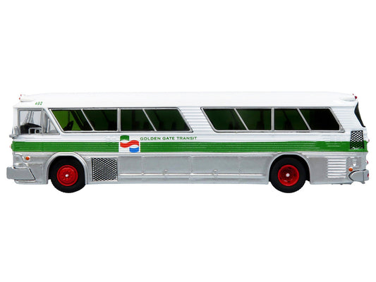 1964 MCI MC-5A Coach Bus "Golden Gate Transit" White with Green Stripes "Vintage Bus & Motorcoach Collection" Limited Edition to 504 pieces Worldwide 1/87 (HO) Diecast Model by Iconic Replicas LuxuryLifeWay Online Store