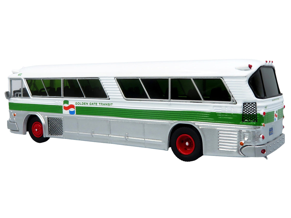 1964 MCI MC-5A Coach Bus "Golden Gate Transit" White with Green Stripes "Vintage Bus & Motorcoach Collection" Limited Edition to 504 pieces Worldwide 1/87 (HO) Diecast Model by Iconic Replicas LuxuryLifeWay Online Store