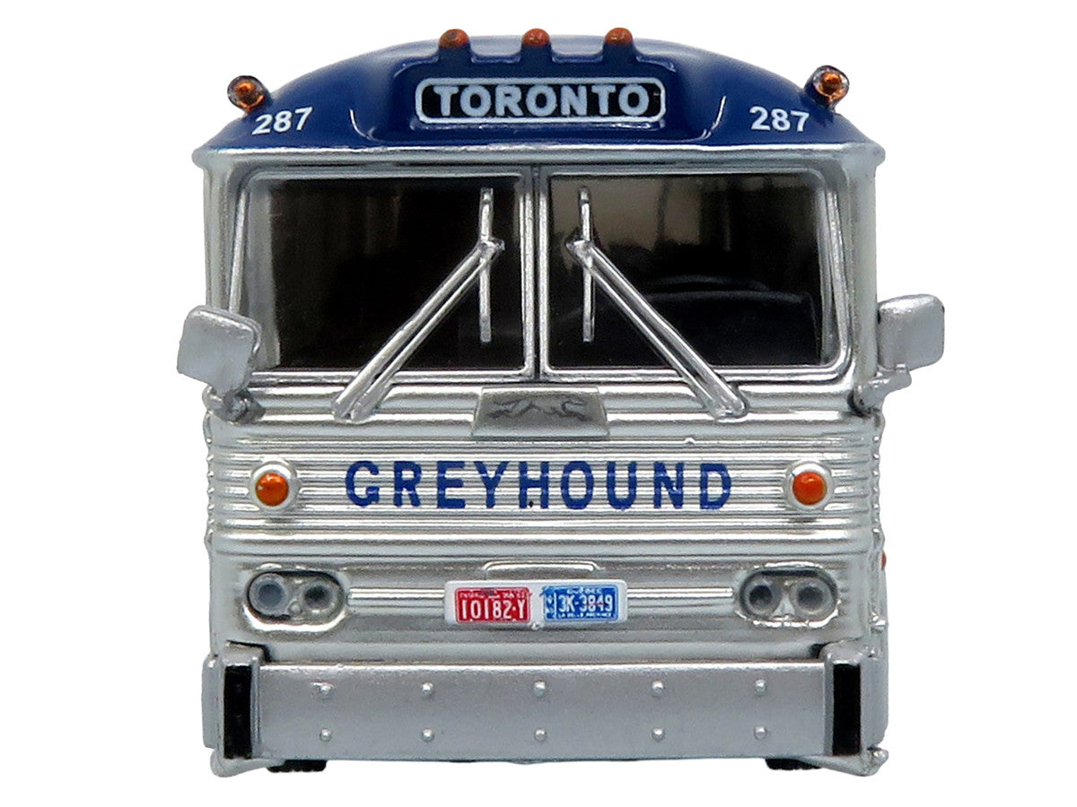 1964 MCI MC-5A Coach Bus "Greyhound Canada" White with Blue Stripes "Vintage Bus & Motorcoach Collection" Limited Edition to 504 pieces Worldwide 1/87 (HO) Diecast Model by Iconic Replicas LuxuryLifeWay Online Store