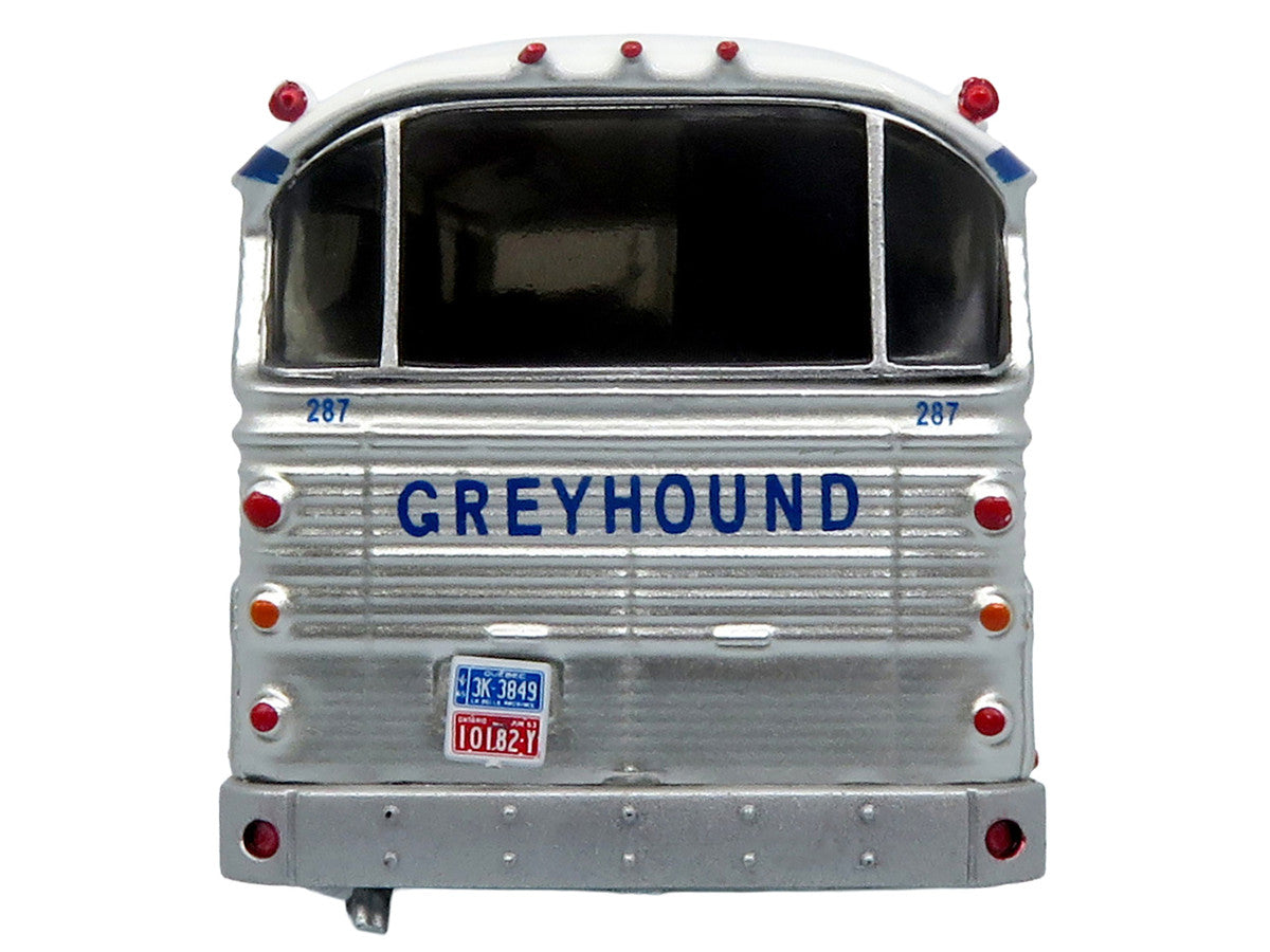 1964 MCI MC-5A Coach Bus "Greyhound Canada" White with Blue Stripes "Vintage Bus & Motorcoach Collection" Limited Edition to 504 pieces Worldwide 1/87 (HO) Diecast Model by Iconic Replicas LuxuryLifeWay Online Store