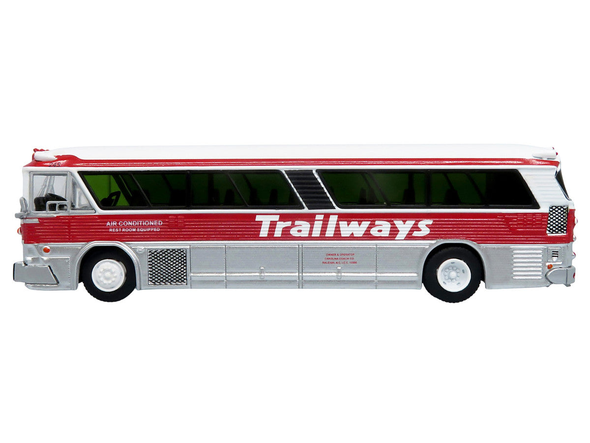 1964 MCI MC-5A Coach Bus "Trailways Chicago" White with Red Stripes "Vintage Bus & Motorcoach Collection" Limited Edition to 504 pieces Worldwide 1/87 (HO) Diecast Model by Iconic Replicas LuxuryLifeWay Online Store