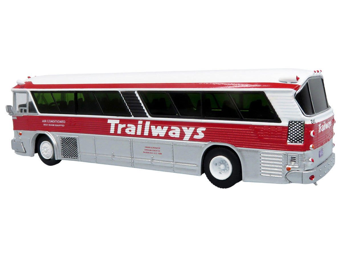 1964 MCI MC-5A Coach Bus "Trailways Chicago" White with Red Stripes "Vintage Bus & Motorcoach Collection" Limited Edition to 504 pieces Worldwide 1/87 (HO) Diecast Model by Iconic Replicas LuxuryLifeWay Online Store