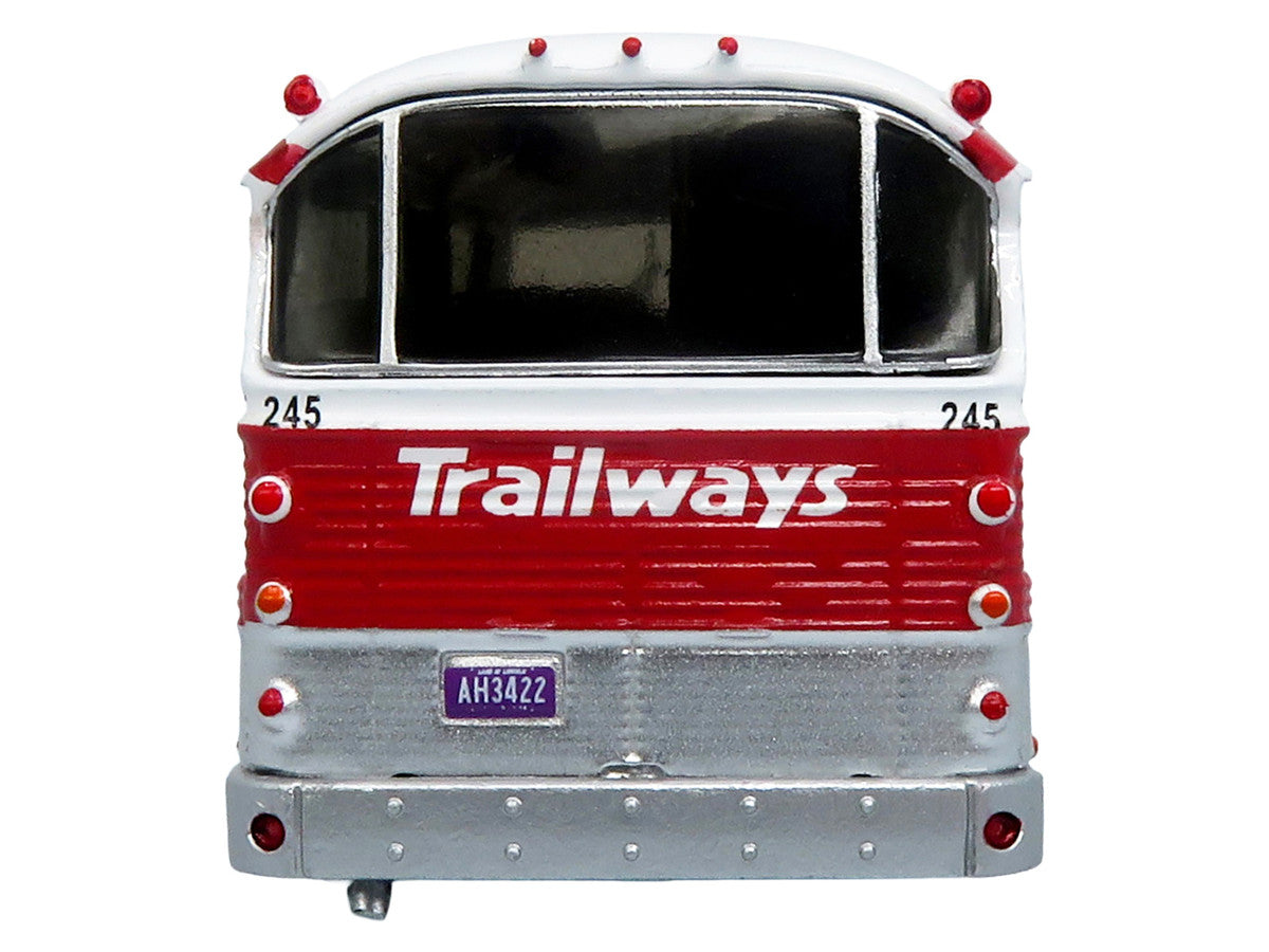 1964 MCI MC-5A Coach Bus "Trailways Chicago" White with Red Stripes "Vintage Bus & Motorcoach Collection" Limited Edition to 504 pieces Worldwide 1/87 (HO) Diecast Model by Iconic Replicas LuxuryLifeWay Online Store