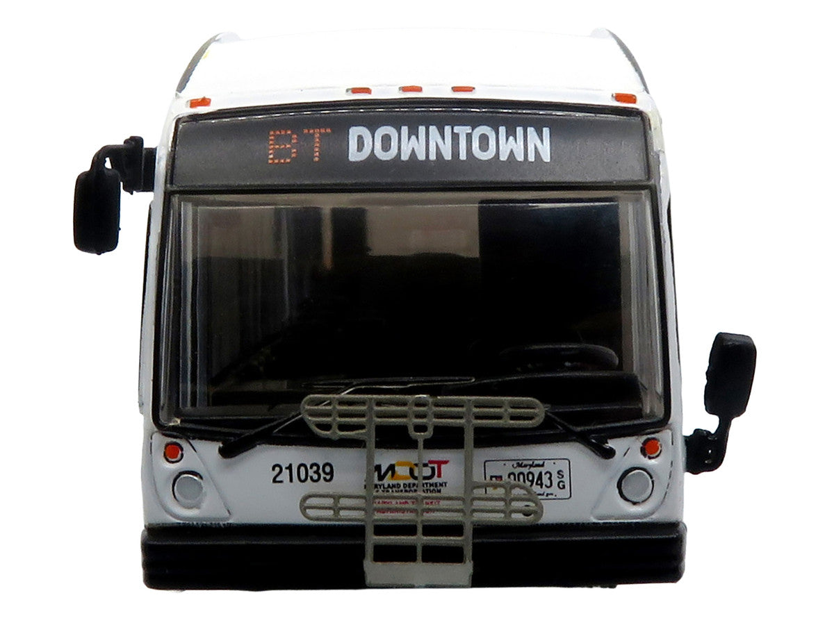 Nova Bus LFSH Hybrid Transit Bus "MTA Maryland" White with Red and Yellow Graphics "The Bus & Motorcoach Collection" Limited Edition to 504 pieces Worldwide 1/87 (HO) Diecast Model by Iconic Replicas LuxuryLifeWay Online Store
