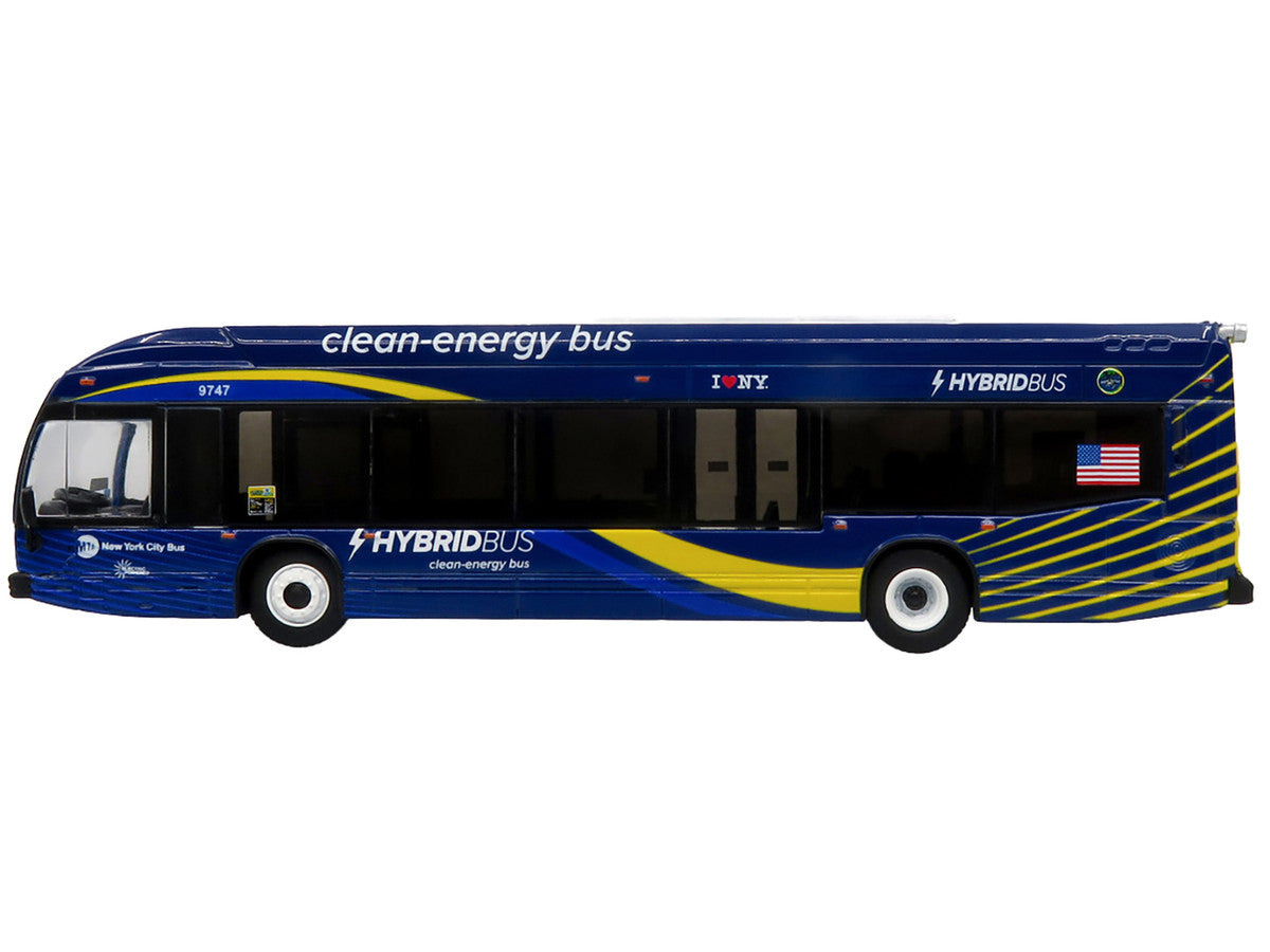 Nova Bus LFSH HEV Hybrid Transit Bus "MTA New York City" Blue with Yellow Graphics Limited Edition to 504 pieces Worldwide 1/87 (HO) Diecast Model by Iconic Replicas LuxuryLifeWay Online Store