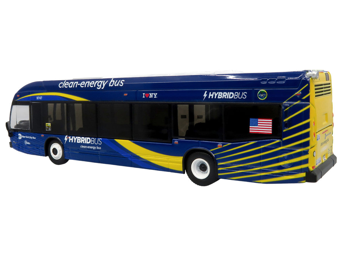 Nova Bus LFSH HEV Hybrid Transit Bus "MTA New York City" Blue with Yellow Graphics Limited Edition to 504 pieces Worldwide 1/87 (HO) Diecast Model by Iconic Replicas LuxuryLifeWay Online Store